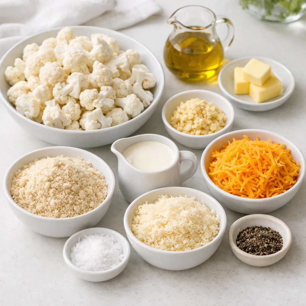 Ingredients for Air Fryer Low-Carb Cauliflower and Cheese Bake