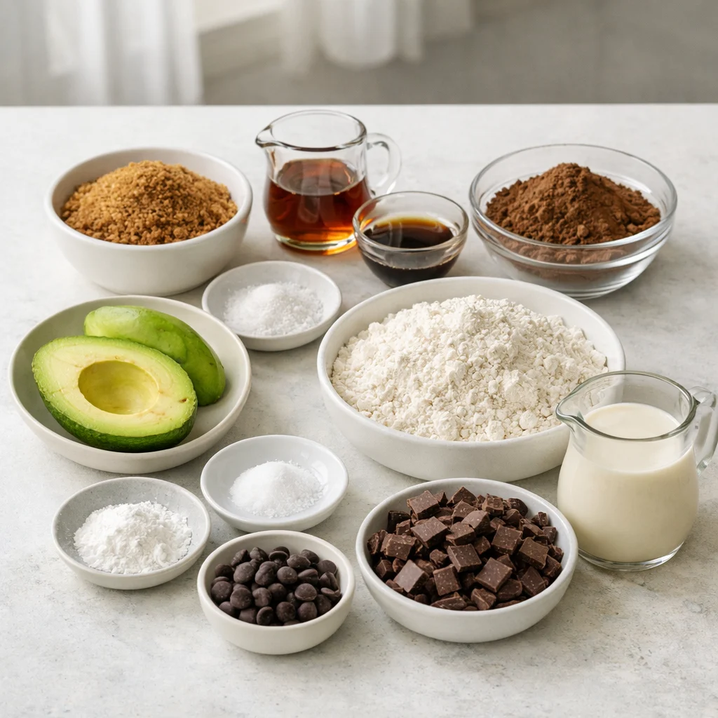 Ingredients for Air Fryer Vegan Chocolate Avocado Brownies