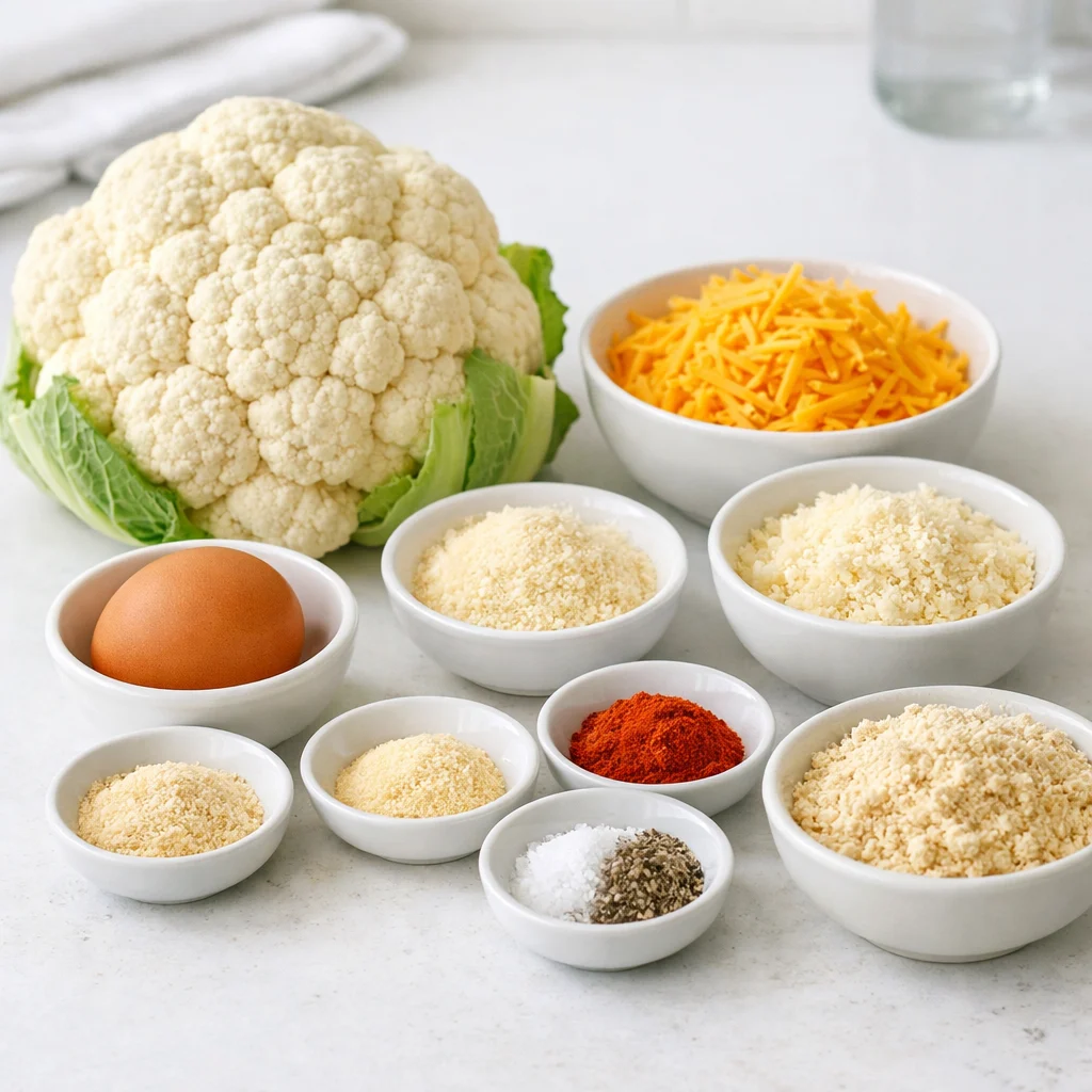 Ingredients for Air Fryer Keto Cheesy Cauliflower Tots