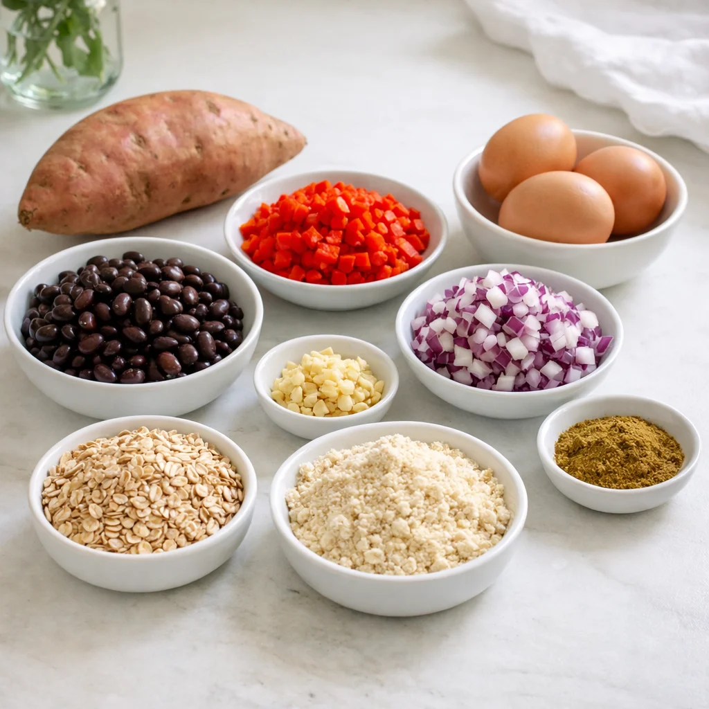 Ingredients for Air Fryer Sweet Potato and Black Bean Breakfast Bars