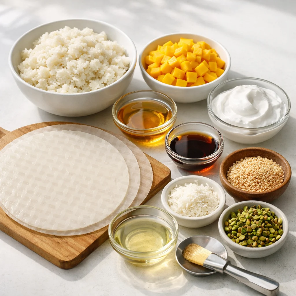 Ingredients for Air Fryer Thai Mango Sticky Rice Spring Rolls
