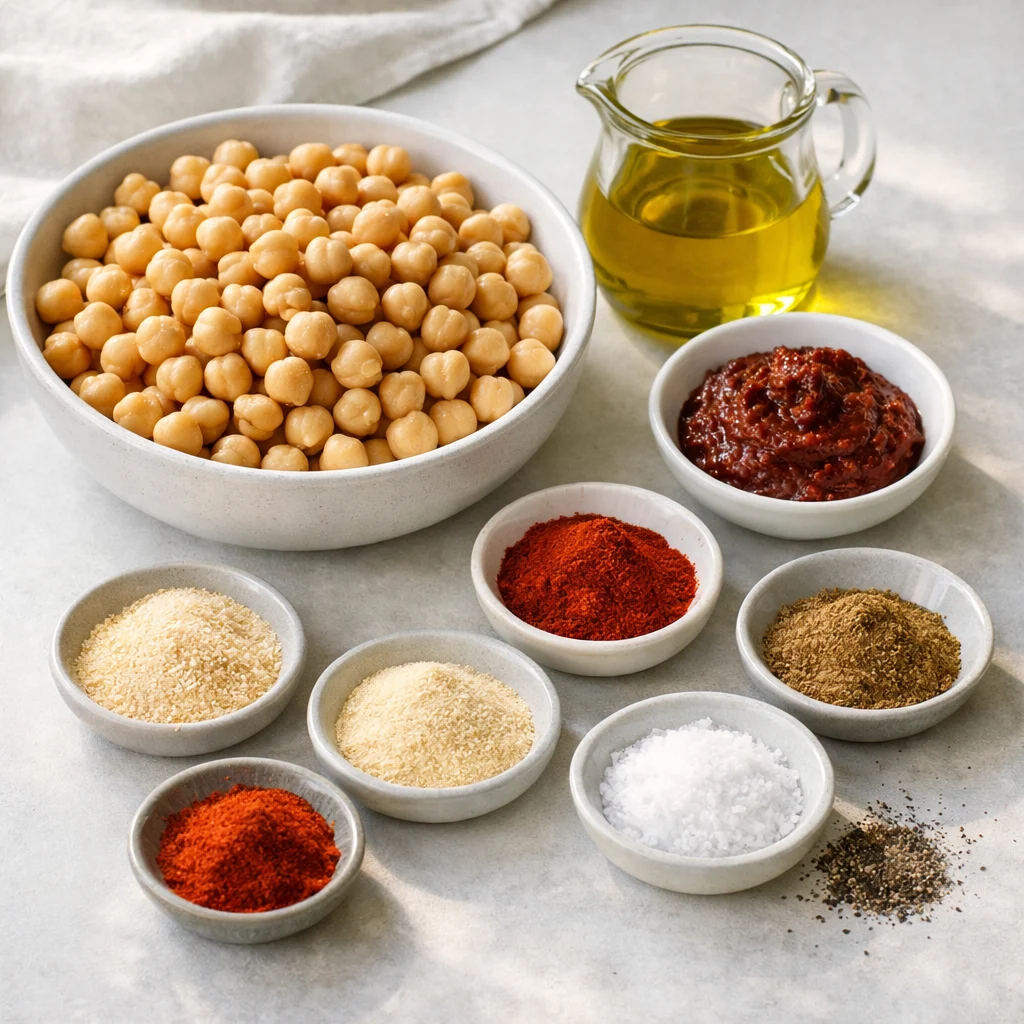Ingredients for Air Fryer Spicy Harissa Roasted Chickpeas