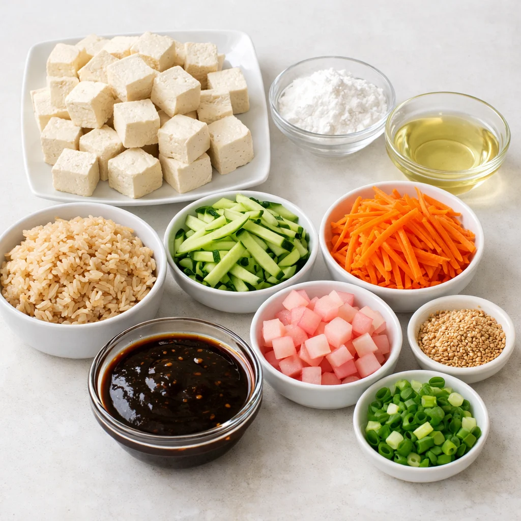 Ingredients for Air Fryer Sweet and Spicy Korean BBQ Tofu Bowl