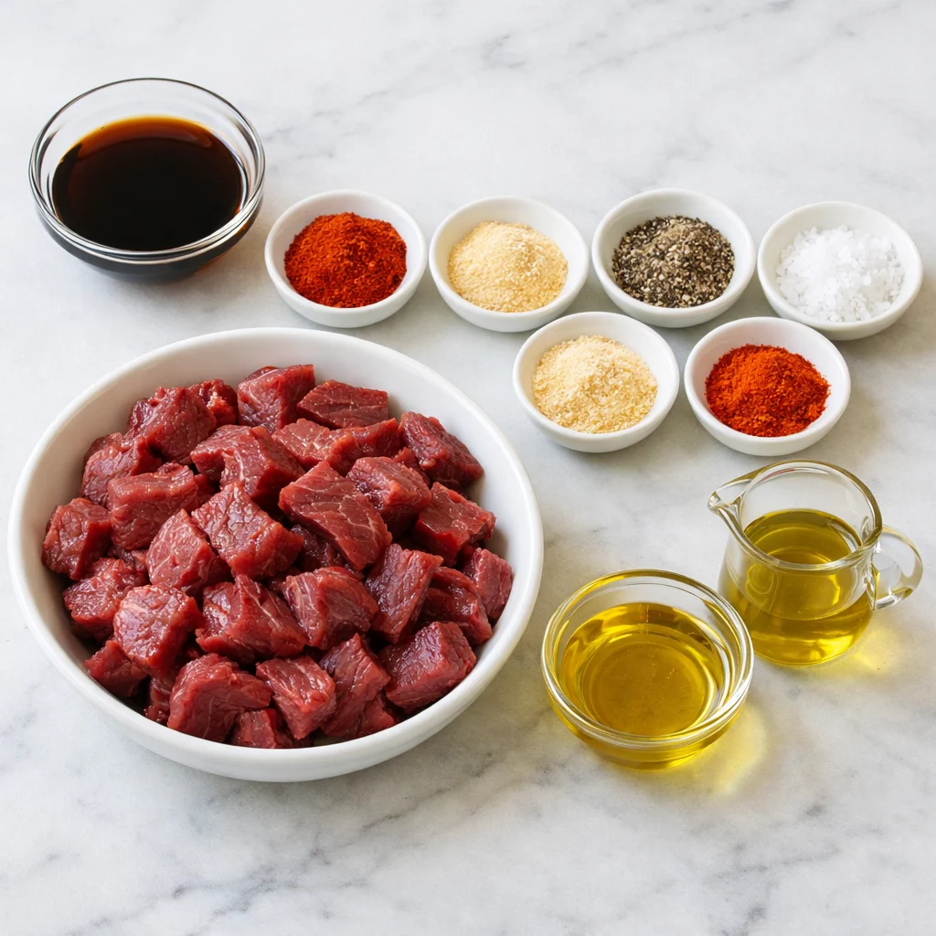 Ingredients for Air Fryer Paleo Spiced Venison Jerky Bites