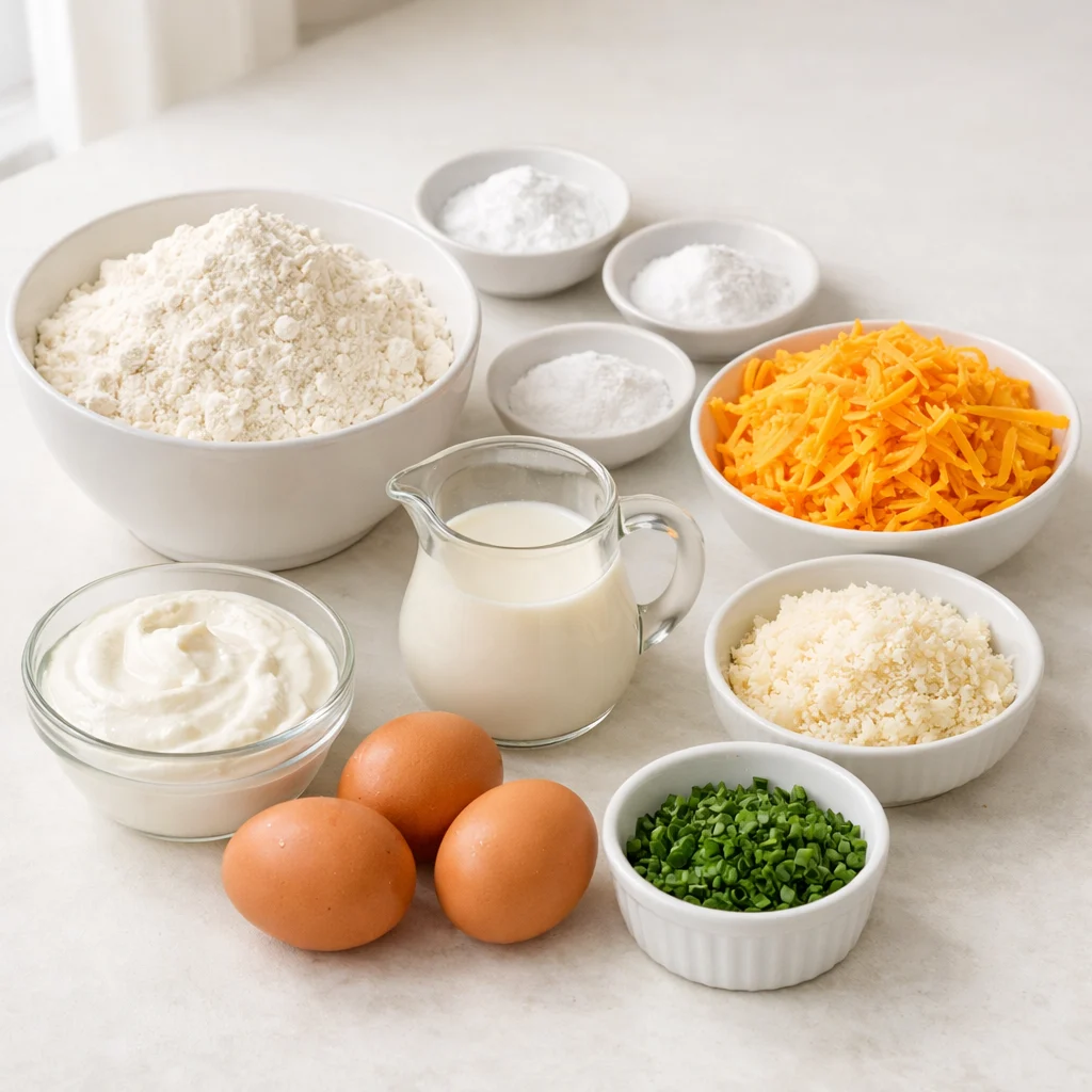 Ingredients for Air Fryer Savory Herb and Cheese Breakfast Muffins
