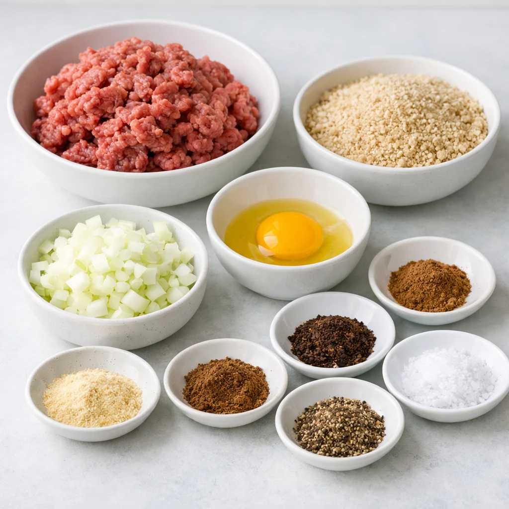 Ingredients for Air Fryer German-Style Sauerbraten Meatballs with Tangy Red Cabbage Slaw