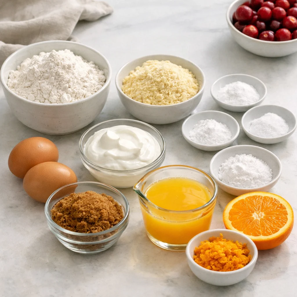 Ingredients for Air Fryer Cranberry Orange Breakfast Loaf