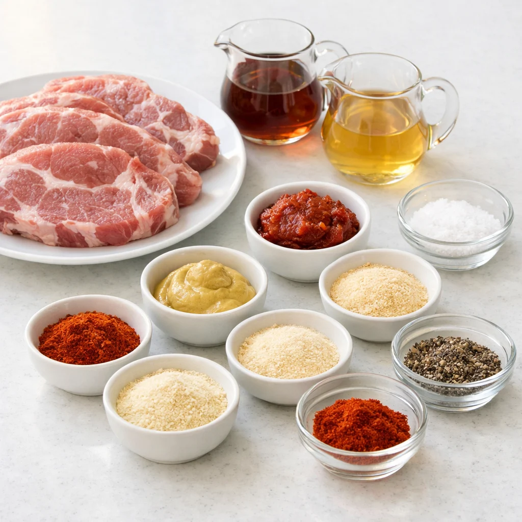 Ingredients for Air Fryer Freezer-Friendly Maple-Glazed Pork Shoulder Steaks