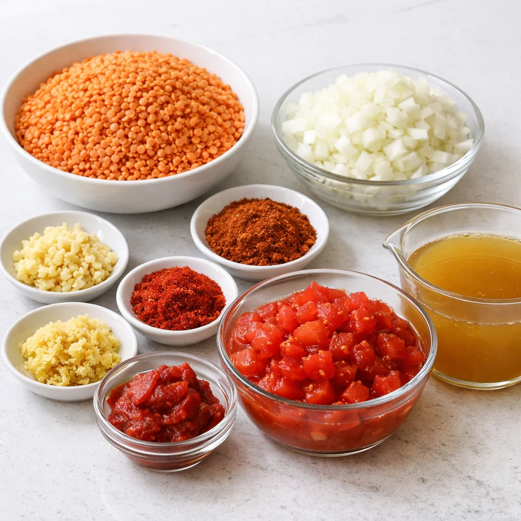 Ingredients for Air Fryer Spicy Ethiopian Berbere Lentil Stew