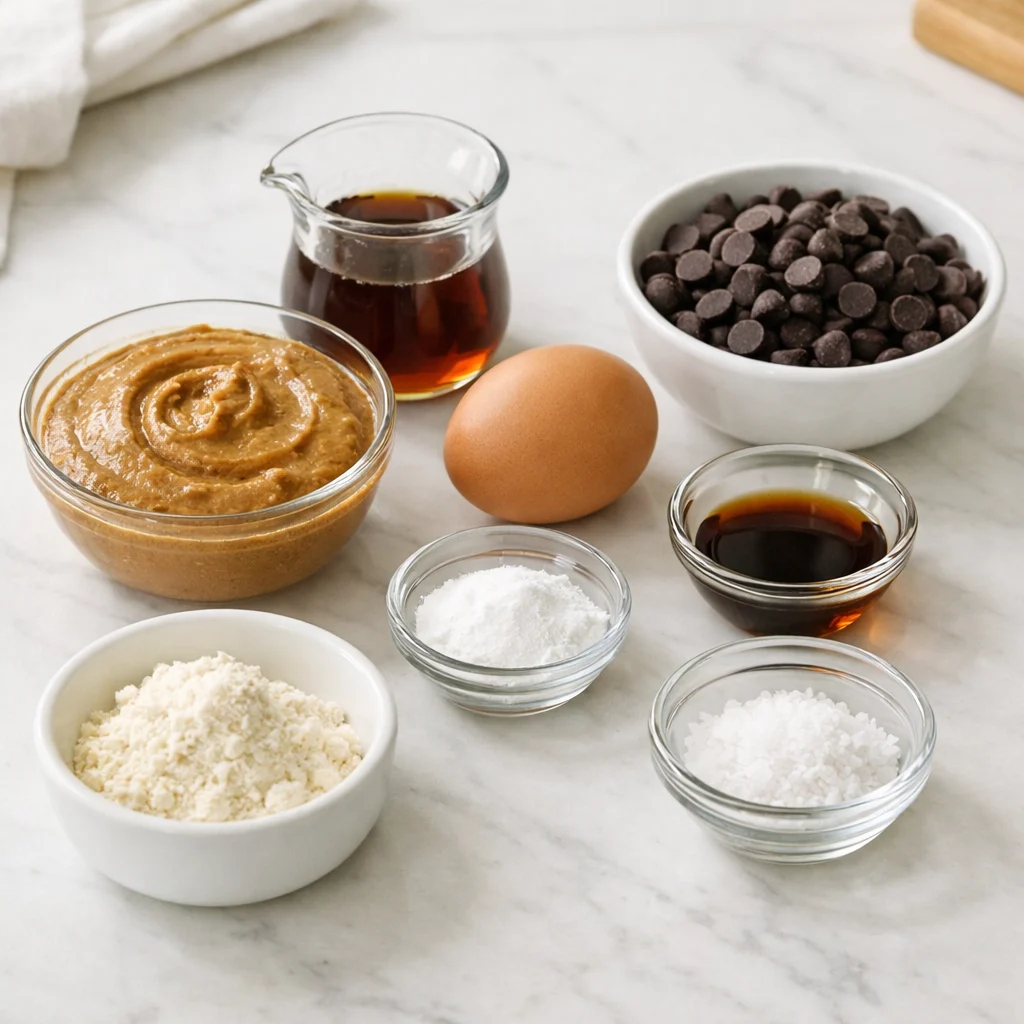 Ingredients for Air Fryer Paleo Almond Butter Chocolate Chip Cookies