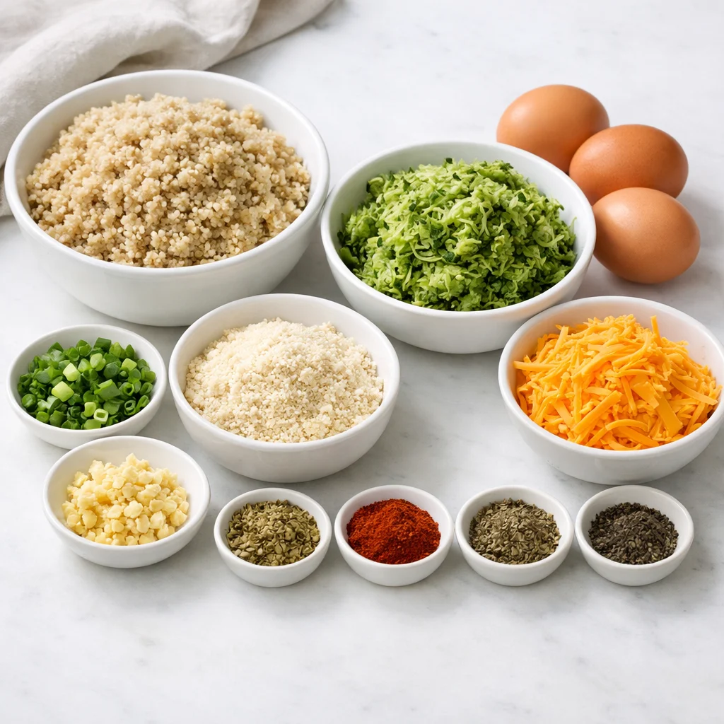 Ingredients for Air Fryer Savory Quinoa and Zucchini Breakfast Bars