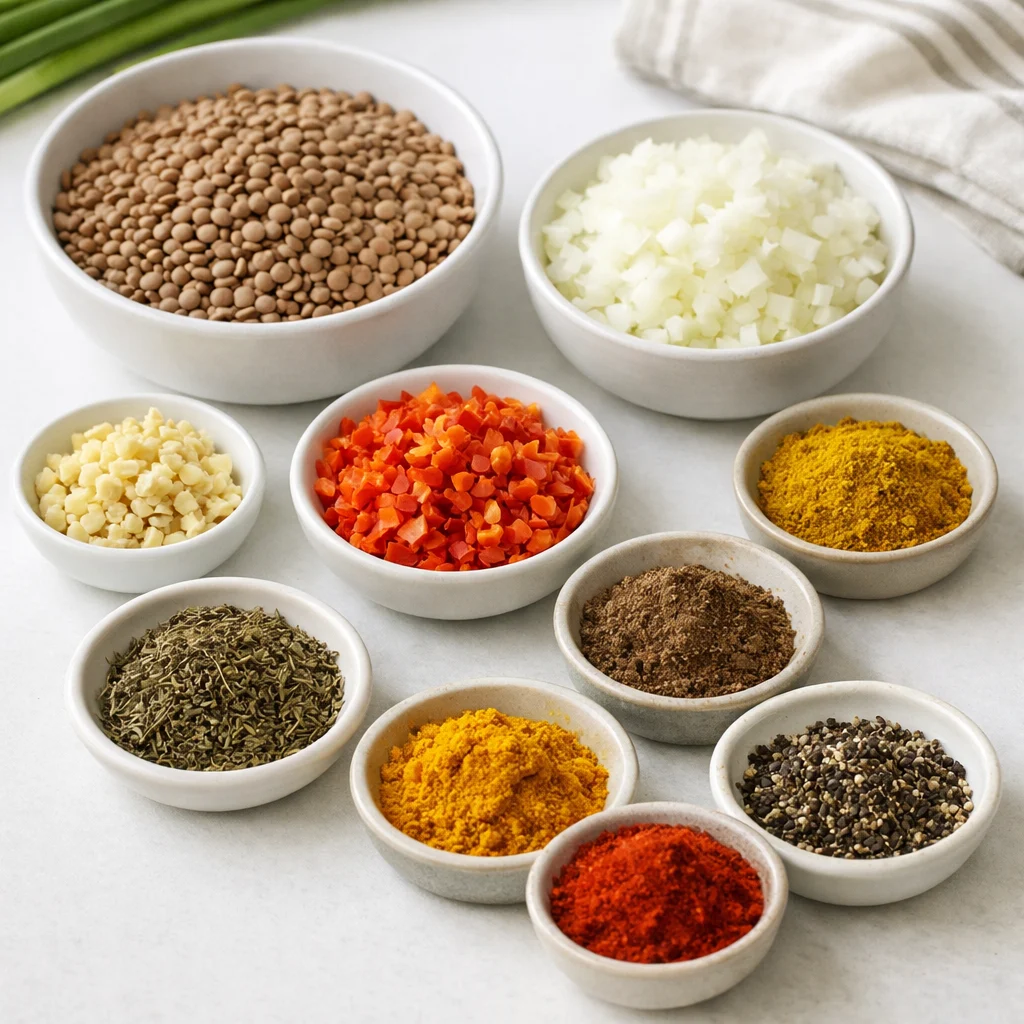 Ingredients for Air Fryer Spicy Jamaican Curried Lentil Patties