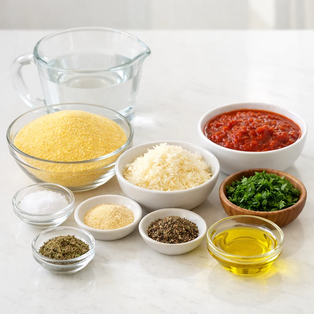 Ingredients for Air Fryer Italian-Style Parmesan Crispy Polenta Wedges with Marinara Dip