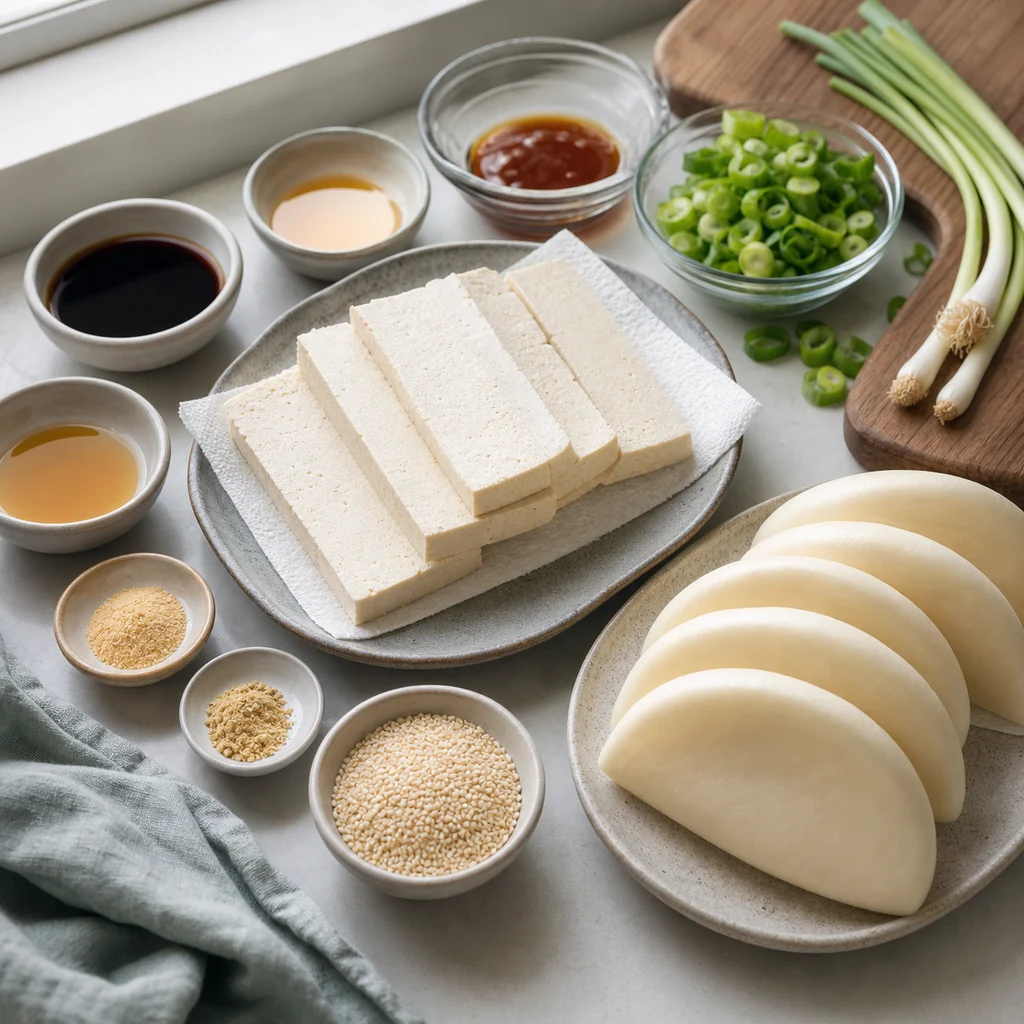Ingredients for Air Fryer Asian-Inspired Crispy Tofu Bao Buns