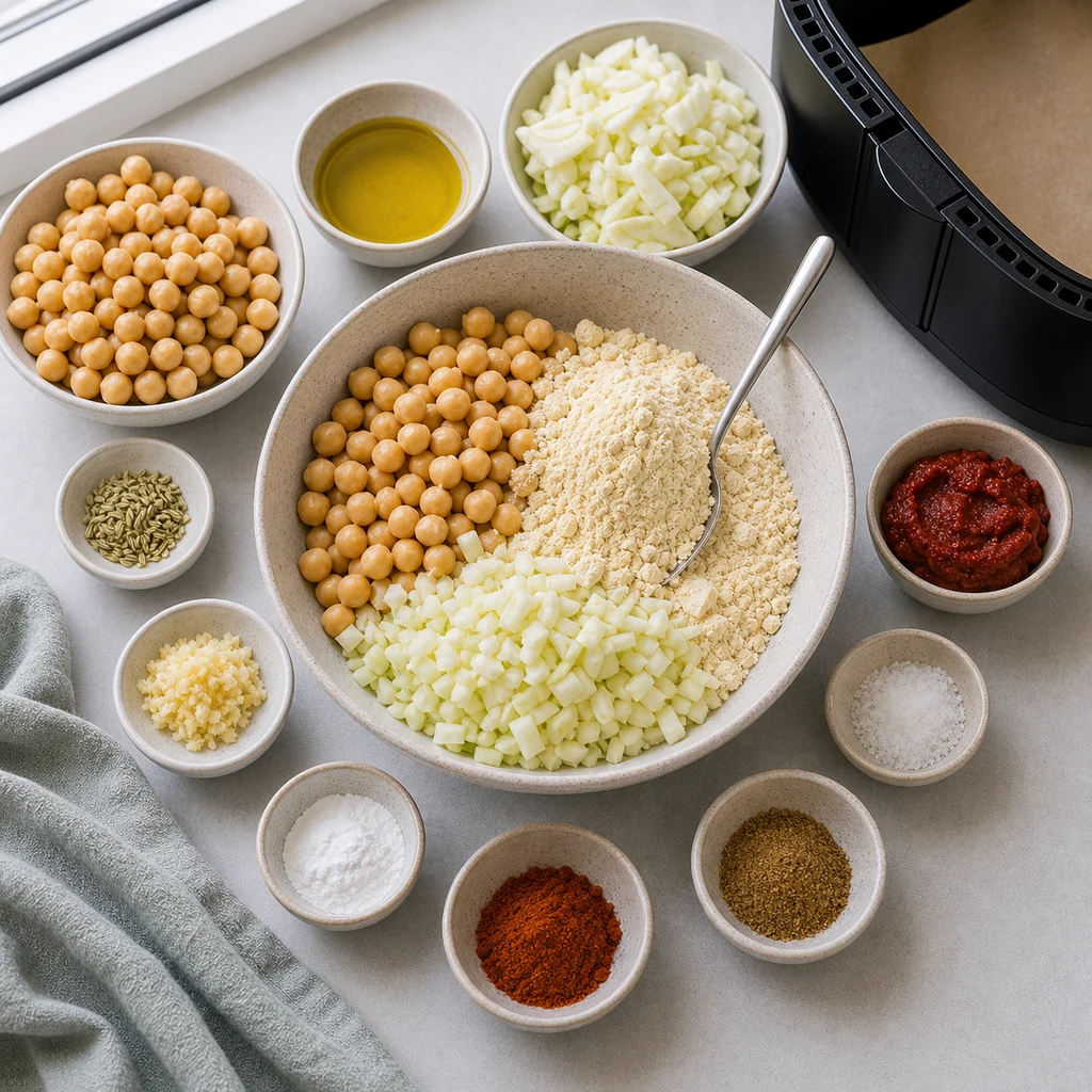 Ingredients for Air Fryer Crispy Harissa-Spiced Chickpea and Fennel Biscuits