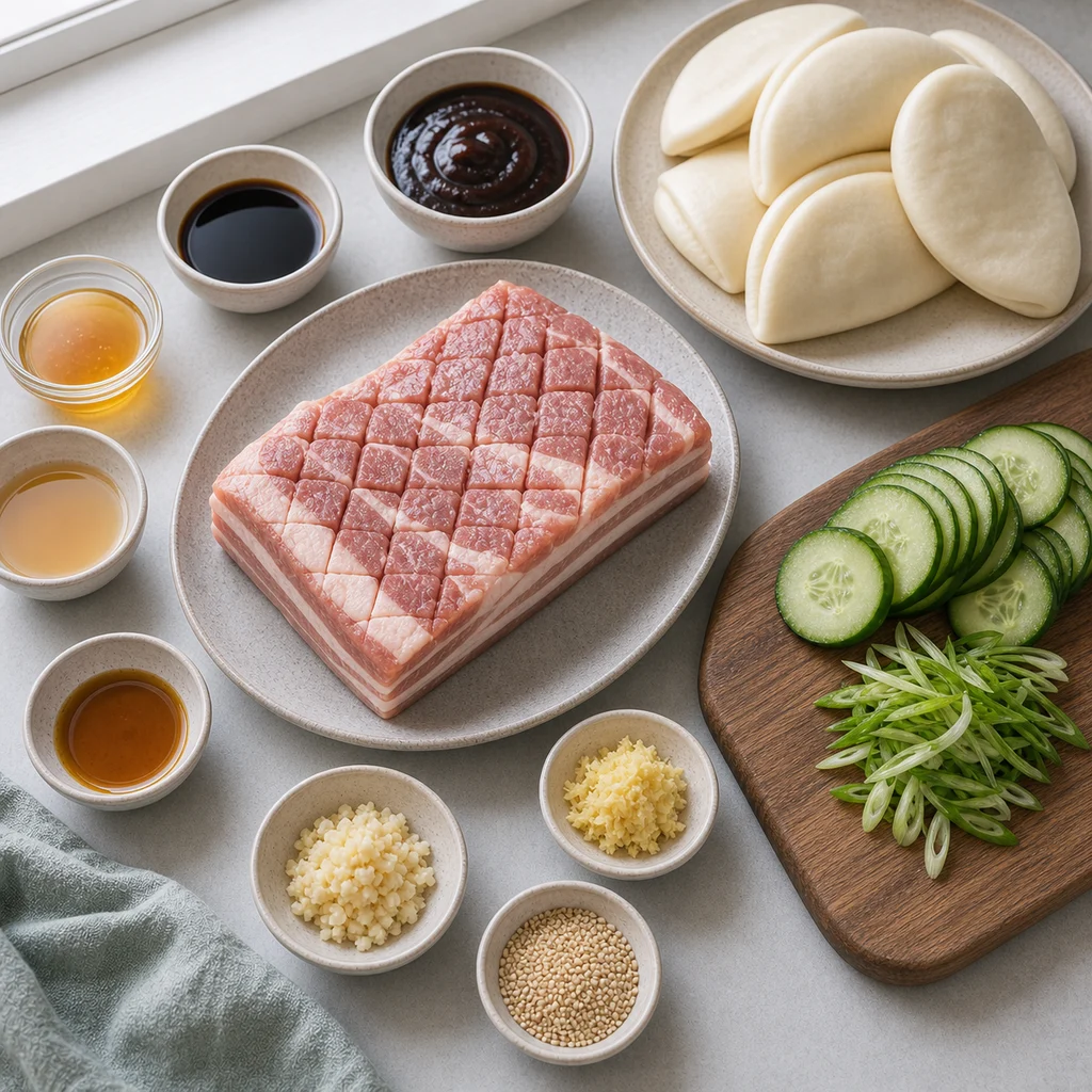 Ingredients for Air Fryer Crispy Hoisin-Glazed Pork Belly Bao Buns