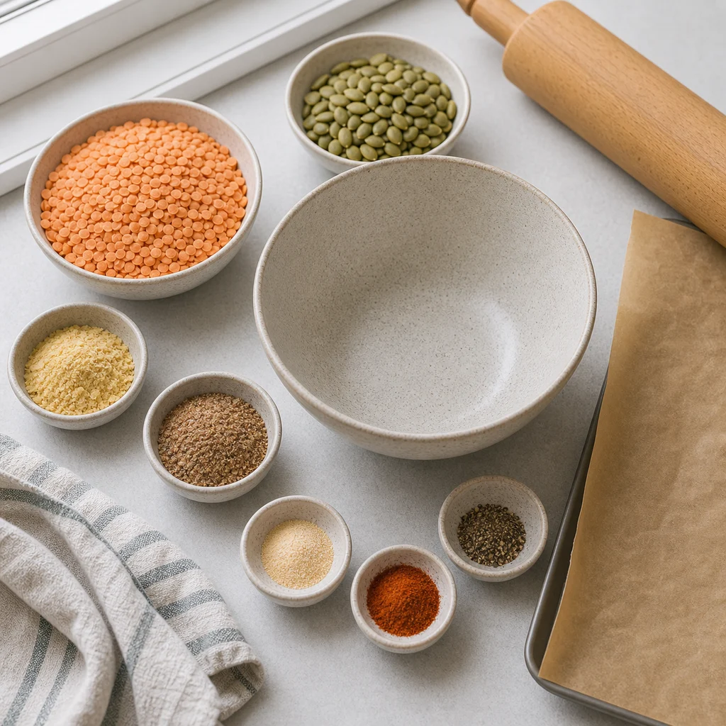 Ingredients for Air Fryer Crispy Lentil and Pumpkin Seed Crackers