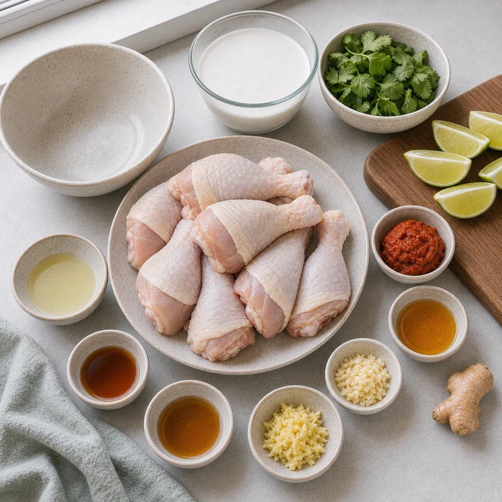 Ingredients for Air Fryer Crispy Thai-Style Coconut Curry Chicken Drumsticks