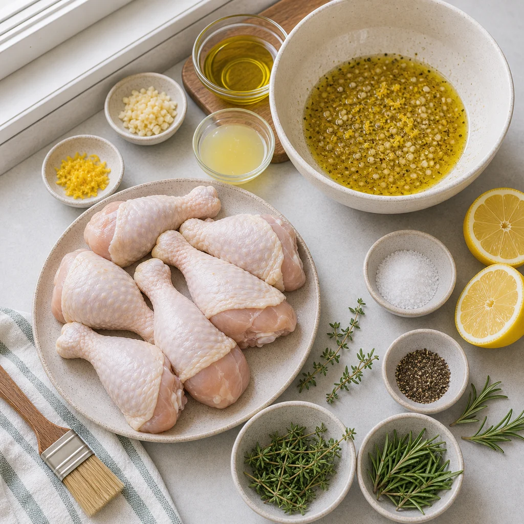 Ingredients for Air Fryer Dairy-Free Gluten-Free Lemon Herb Roasted Chicken Legs