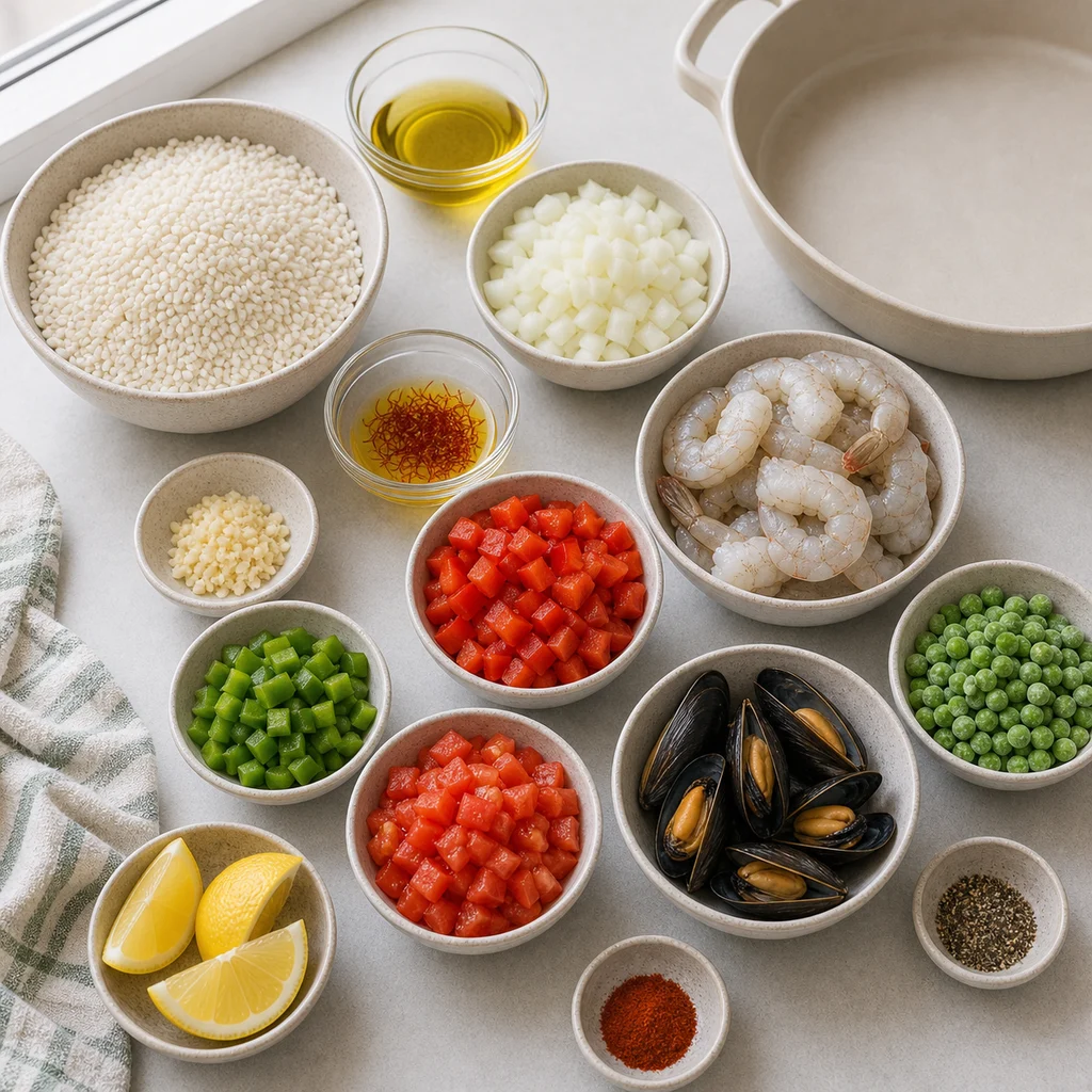 Ingredients for Air Fryer Freezer-Friendly Mediterranean Seafood Paella