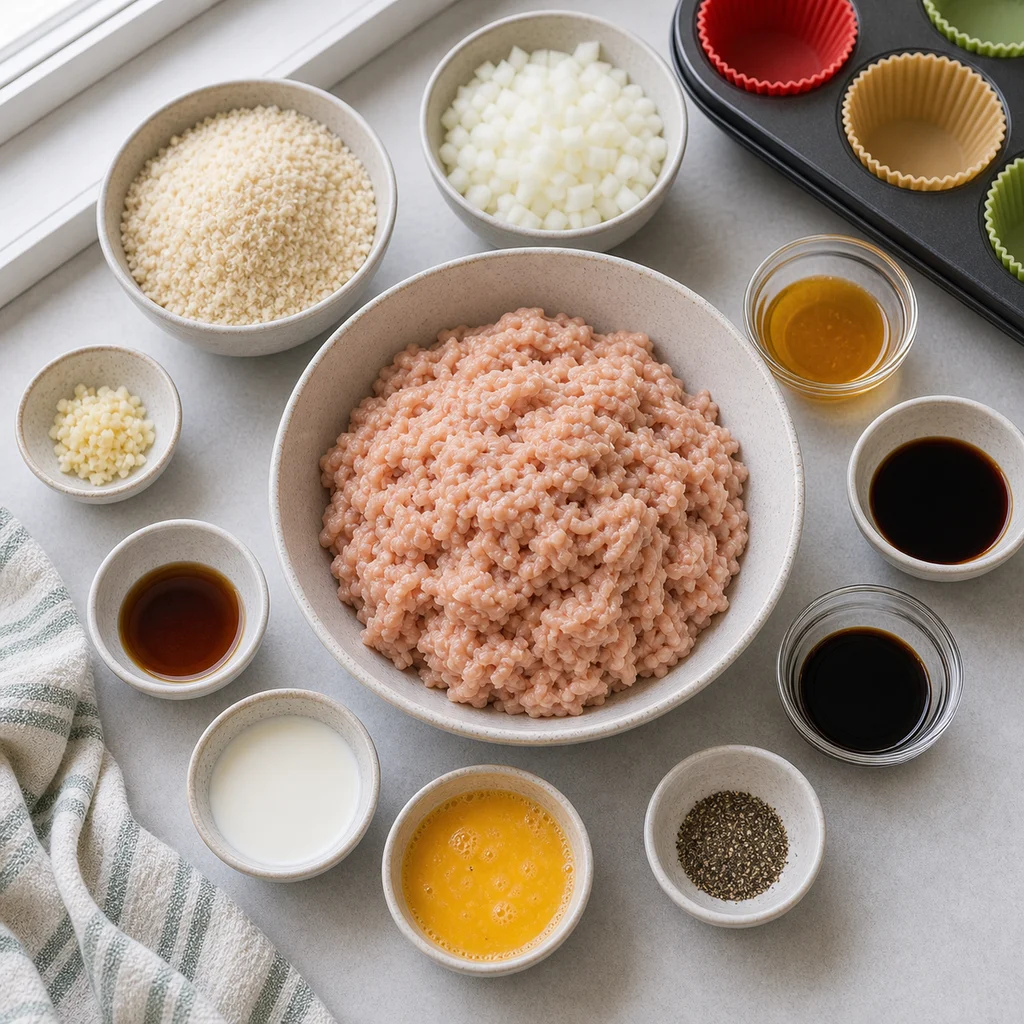Ingredients for Air Fryer Honey Garlic Glazed Chicken Meatloaf Muffins