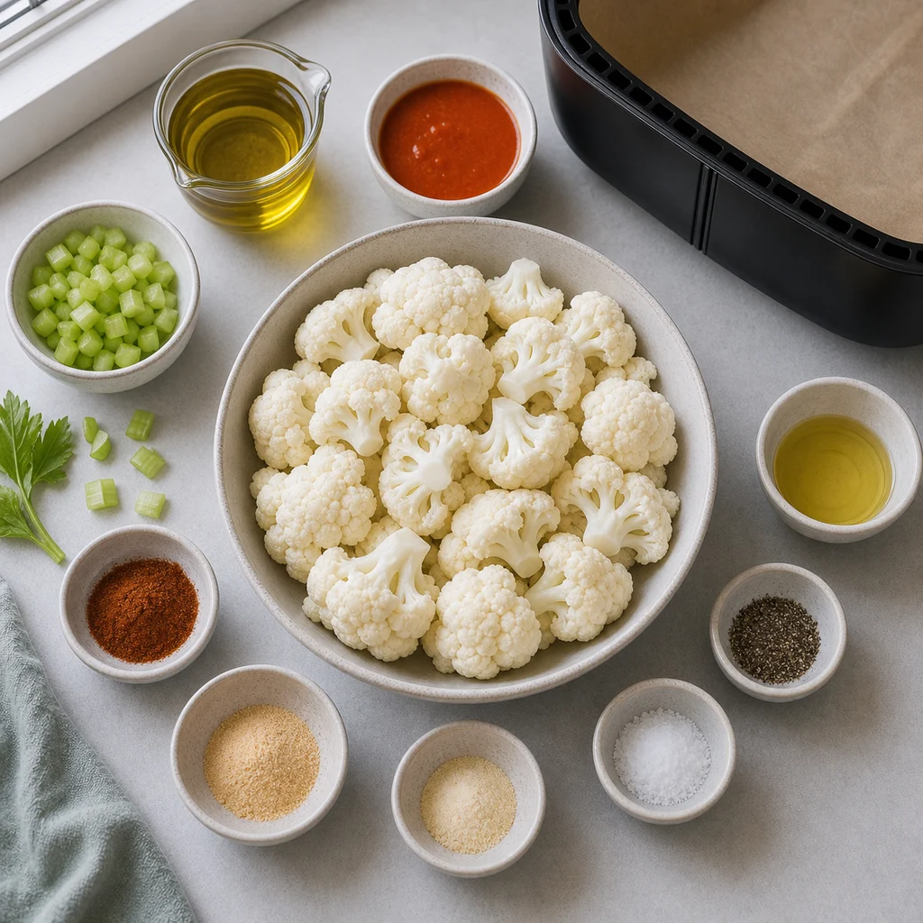 Ingredients for Air Fryer Ketogenic Buffalo Cauliflower Soup