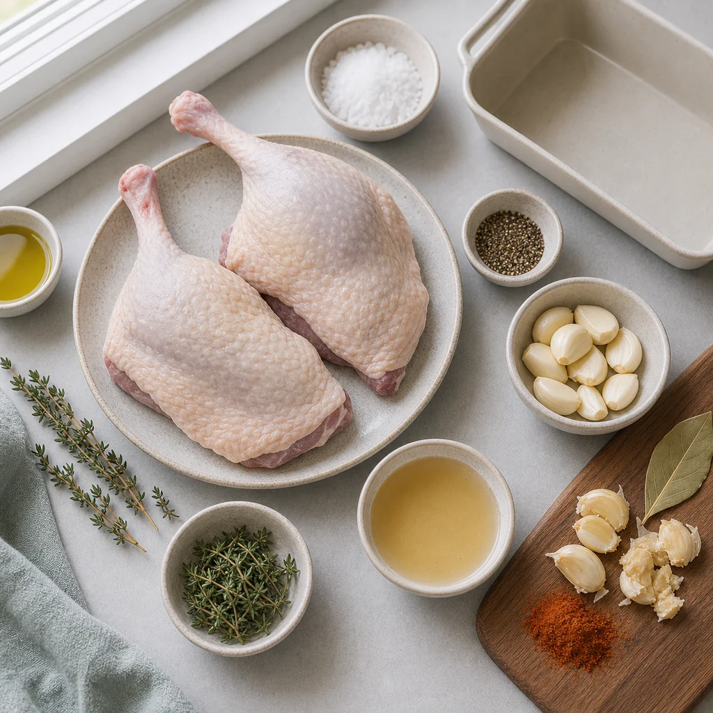Ingredients for Air Fryer Ketogenic Crispy Duck Leg Confit