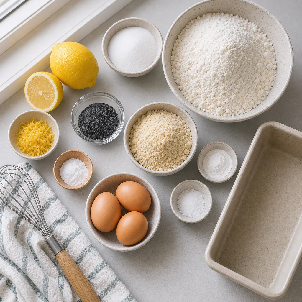 Ingredients for Air Fryer Lemon Poppy Seed Breakfast Loaf