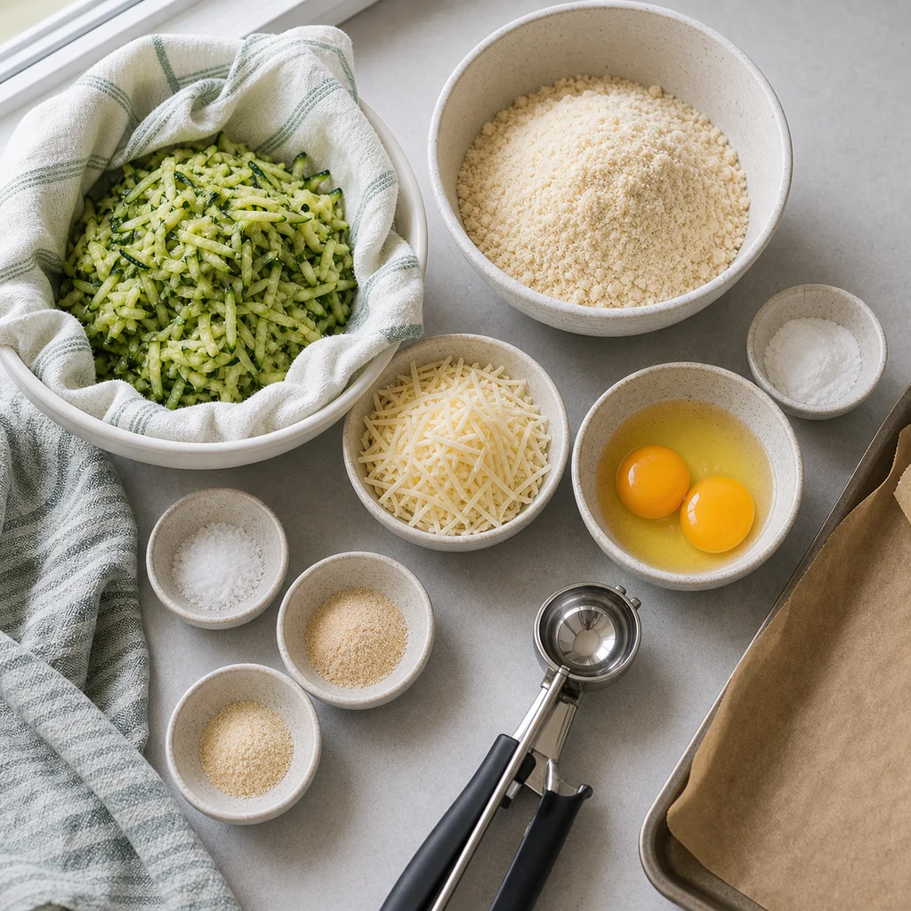 Ingredients for Air Fryer Low-Carb Zucchini and Parmesan Breakfast Biscuits