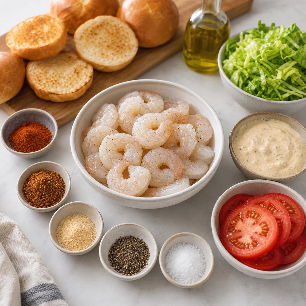 Ingredients for Air Fryer Spicy Cajun Shrimp Po' Boy Bites with Remoulade