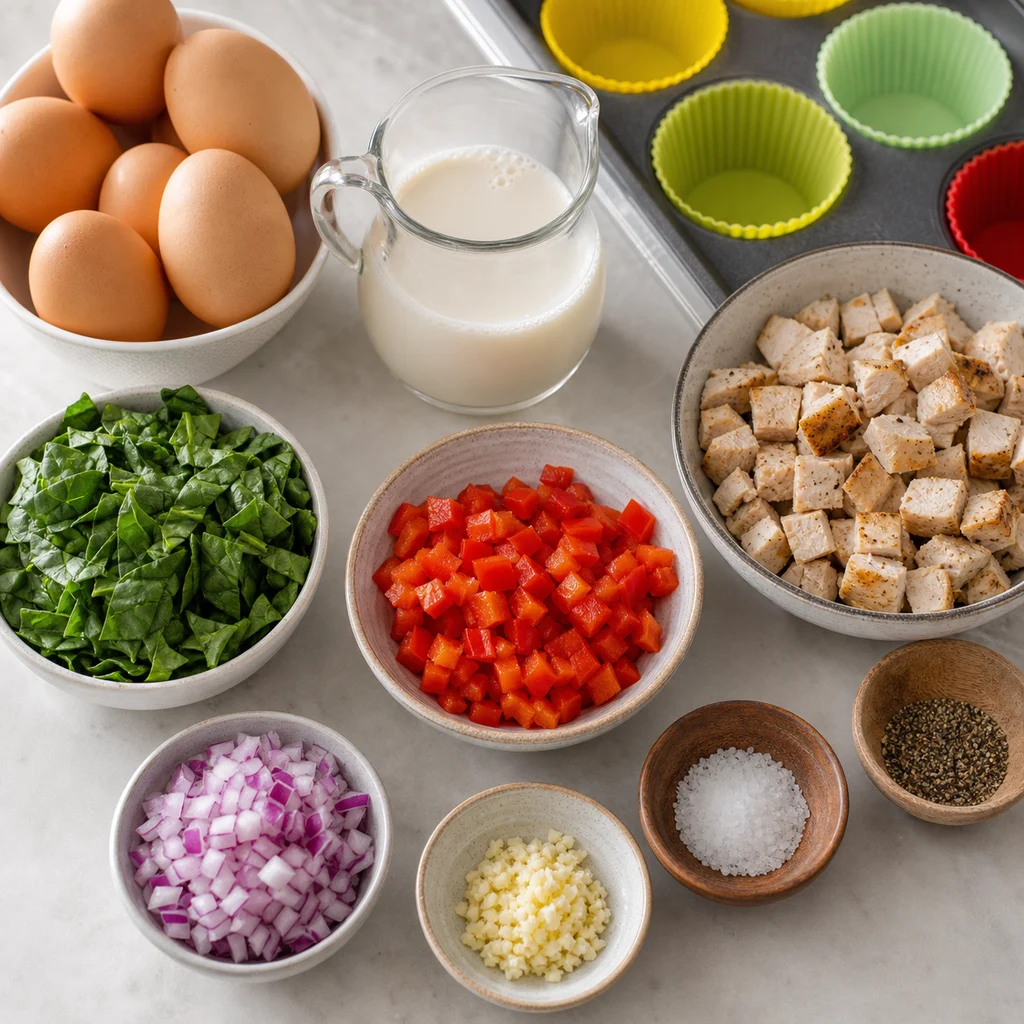 Ingredients for Air Fryer Paleo Chicken and Veggie Breakfast Frittata