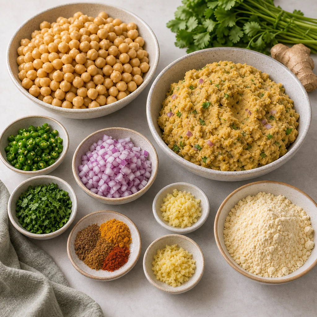 Ingredients for Air Fryer Spicy Indian Masala Chickpea Snack Cakes