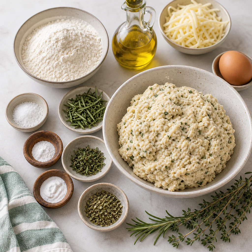 Ingredients for Air Fryer Mediterranean Savory Herb and Cheese Breakfast Biscuits