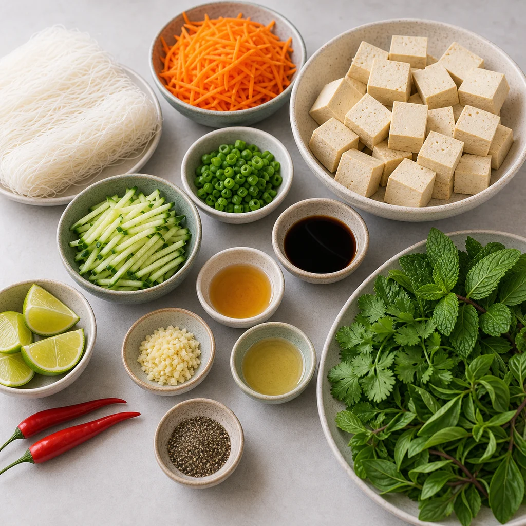 Ingredients for Air Fryer Vietnamese Lemongrass Tofu Vermicelli Salad