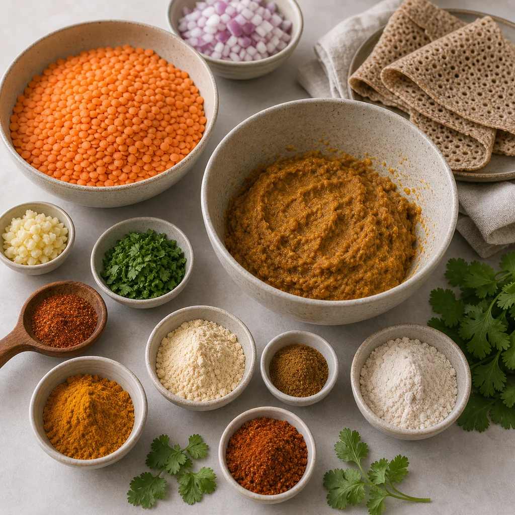 Ingredients for Air Fryer Spiced Ethiopian Lentil and Injera Breakfast Bars