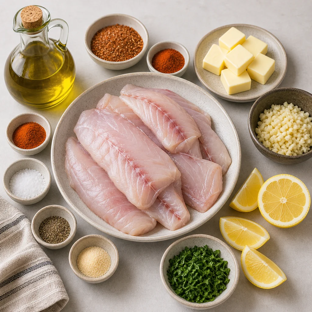 Ingredients for Air Fryer Spicy Cajun Catfish Thighs with Garlic Butter Sauce