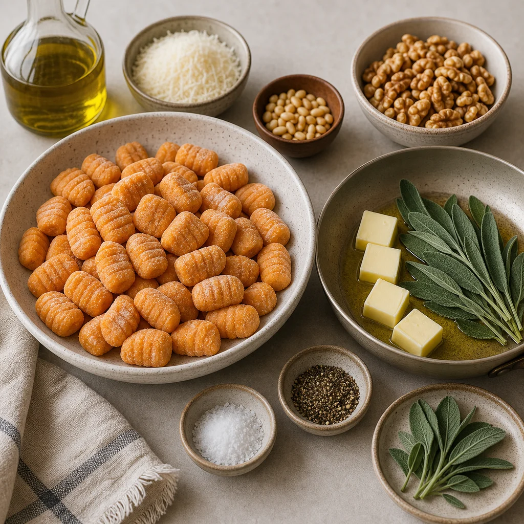 Ingredients for Air Fryer Sweet Potato Gnocchi with Sage Brown Butter