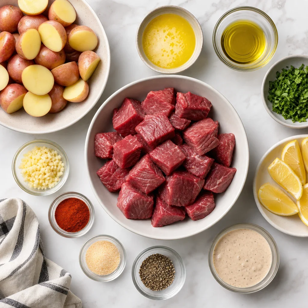 Ingredients for Air Fryer Father's Day Steak Bites and Crispy Potatoes