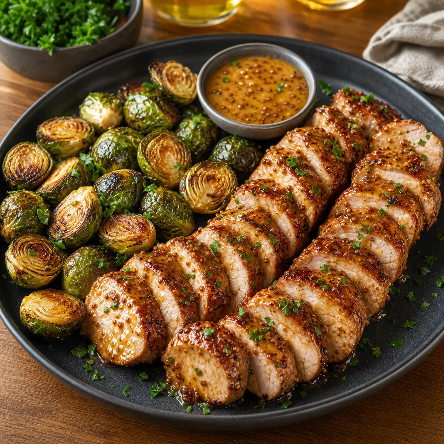 Air Fryer Maple Mustard Pork Tenderloin Medallions