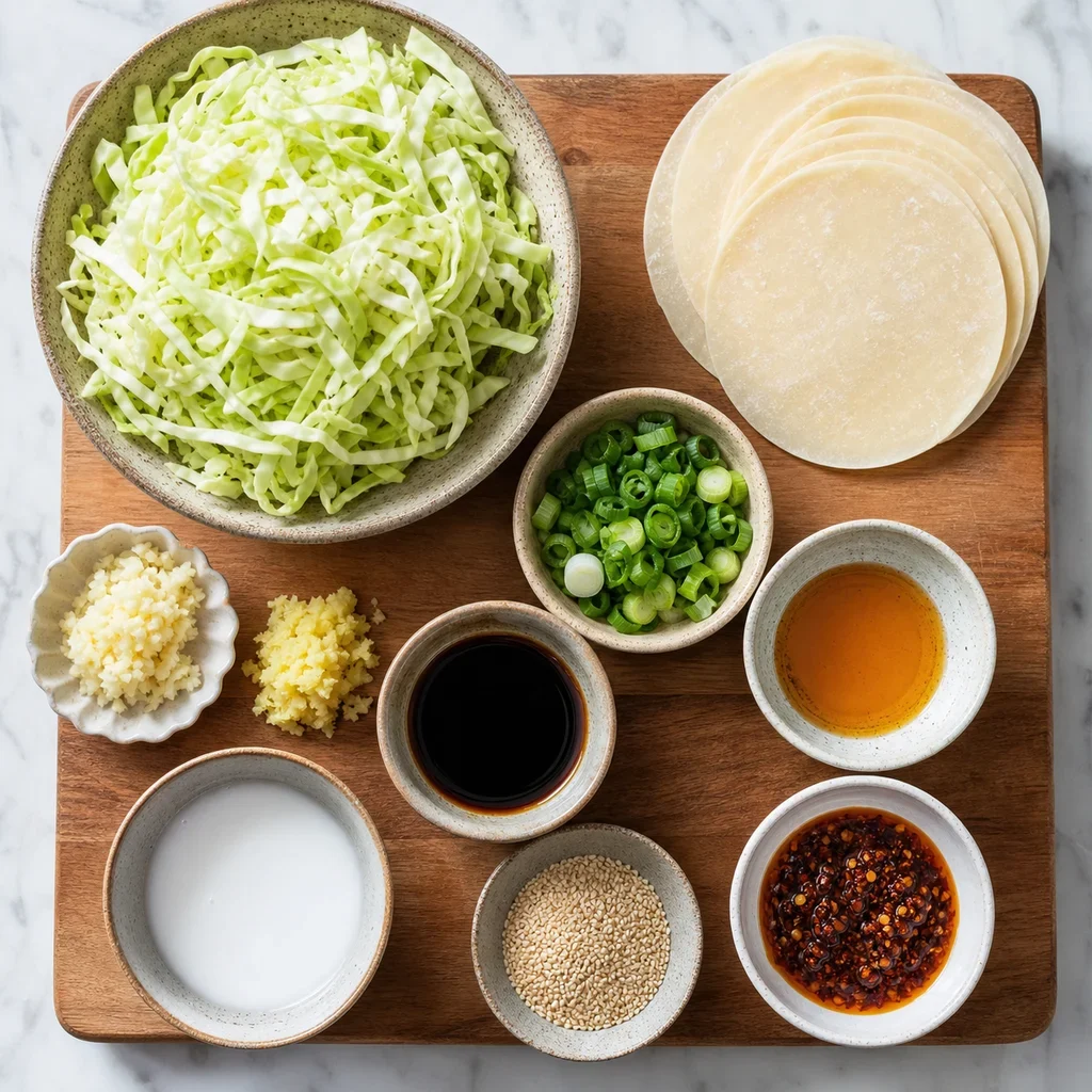 Ingredients for Air Fryer Crispy Cabbage Dumpling Bites