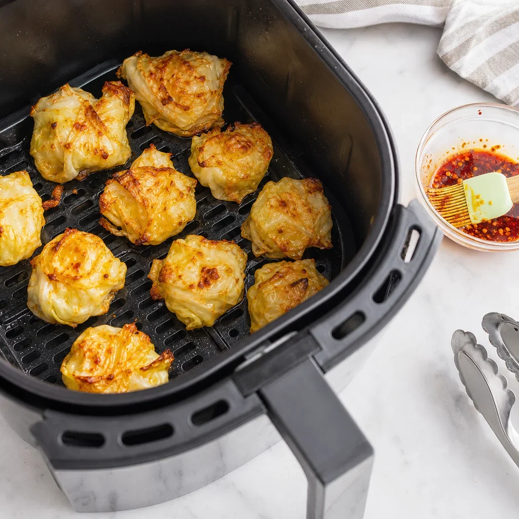 Air Fryer Crispy Cabbage Dumpling Bites process image