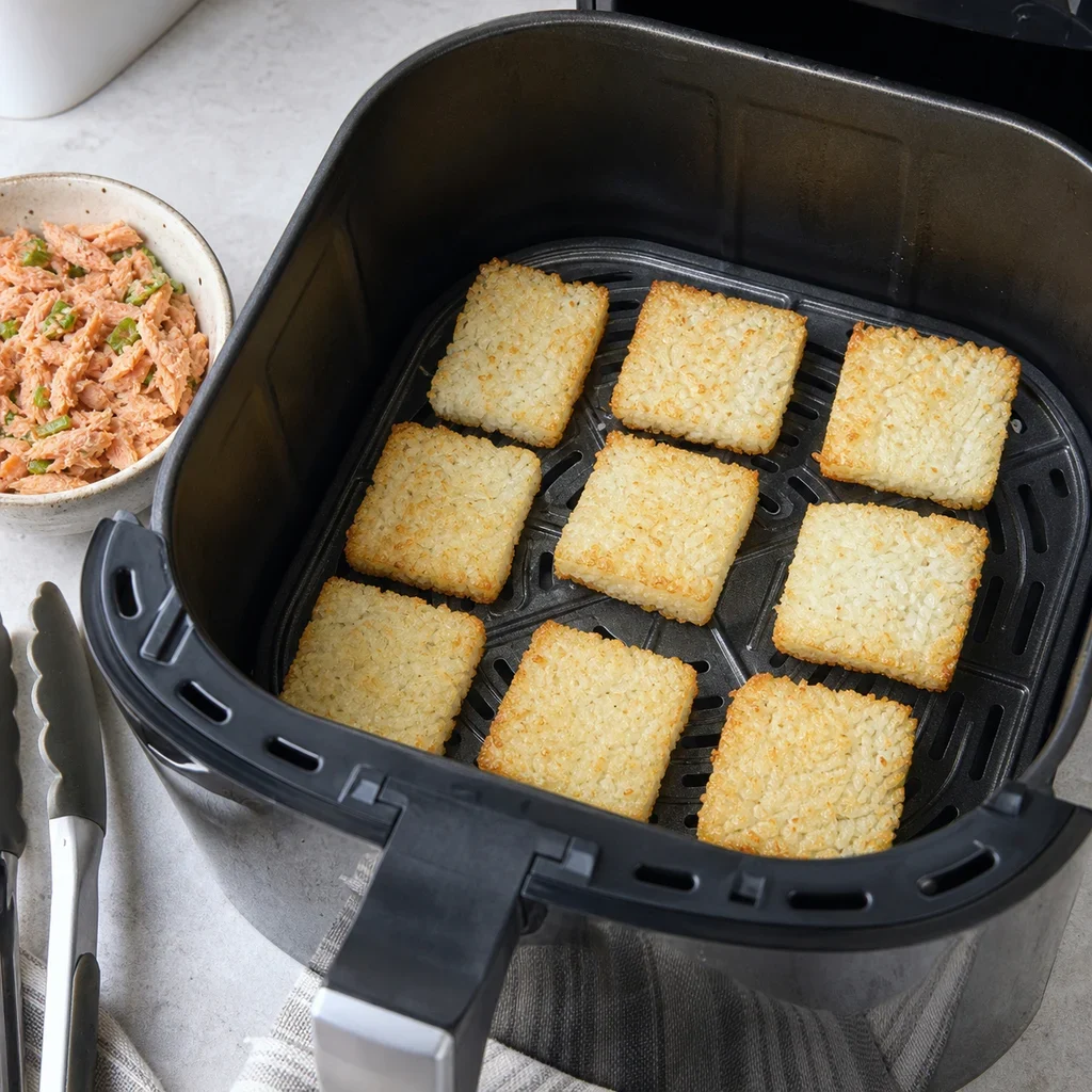 Air Fryer Canned Salmon Crispy Rice Bites process image
