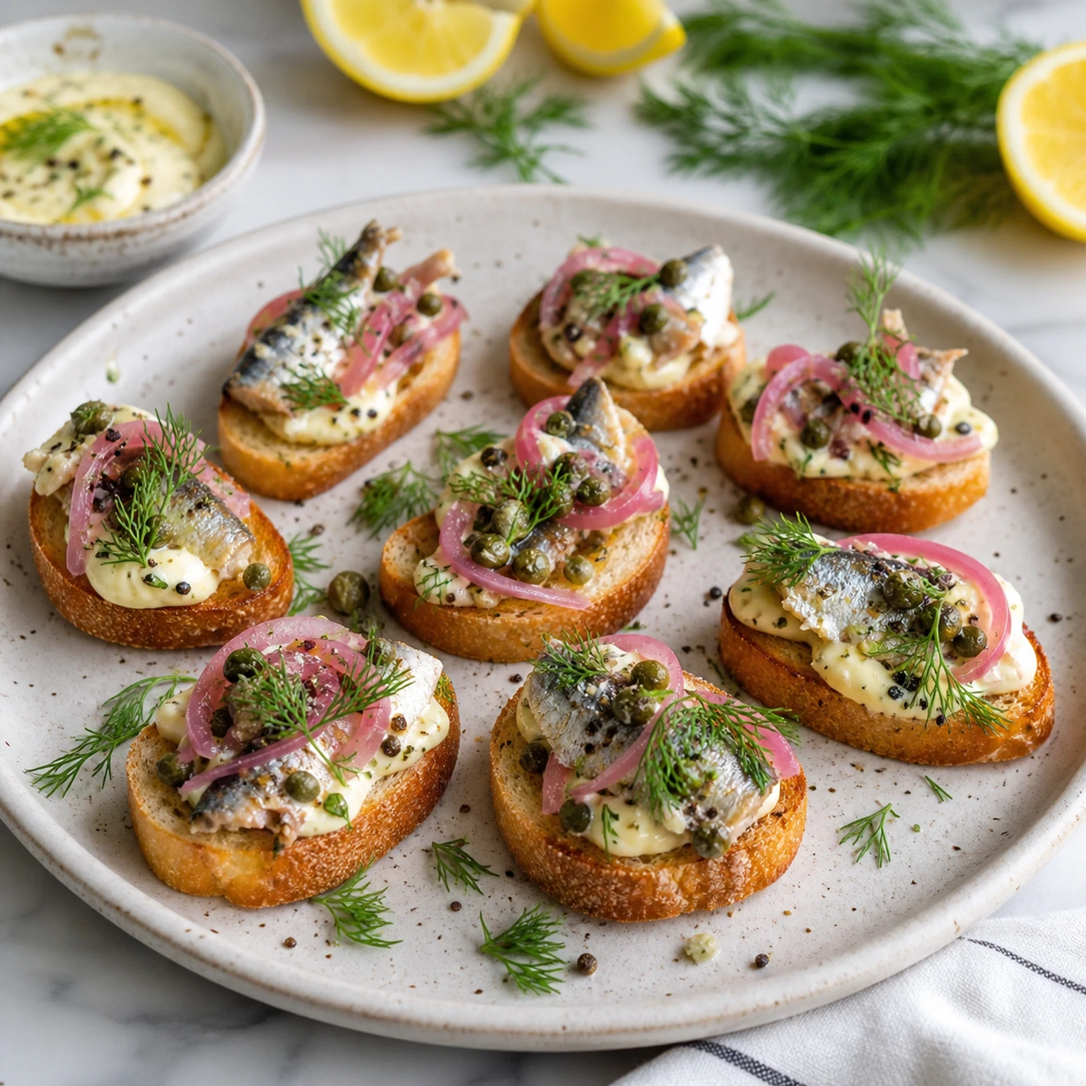 Air Fryer Sardine Toast Bites with Lemon Aioli