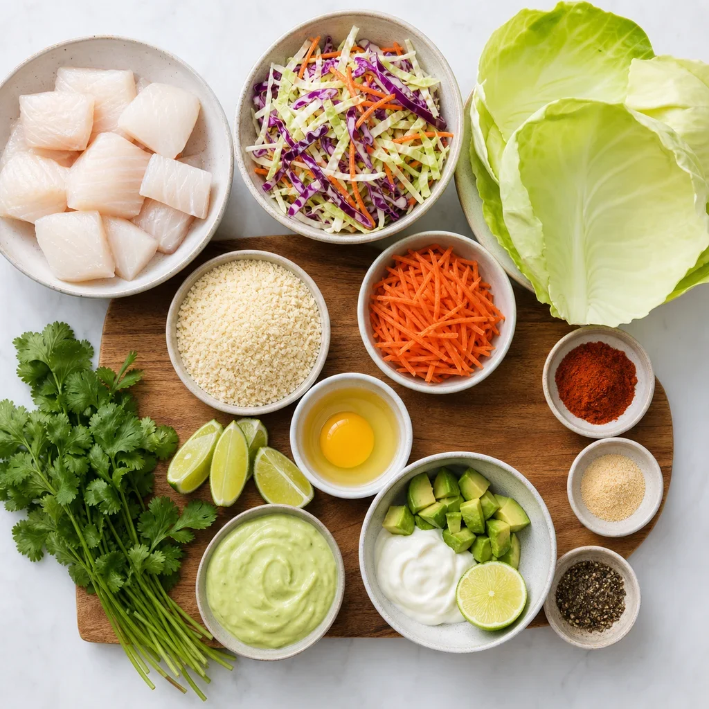 Ingredients for Air Fryer Cabbage Taco Wraps with Crispy Fish