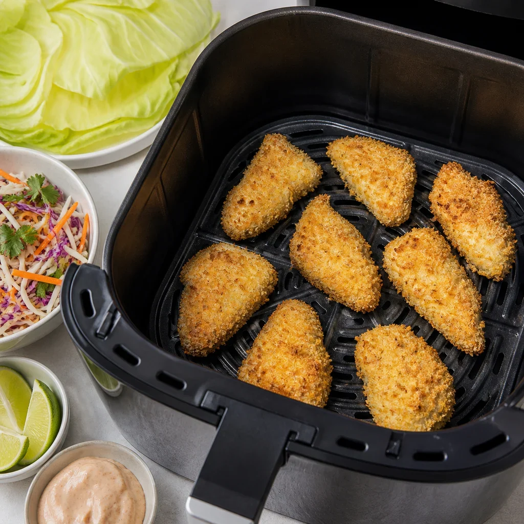 Air Fryer Cabbage Taco Wraps with Crispy Fish process image